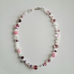 Raspberry Glass Beaded Necklace